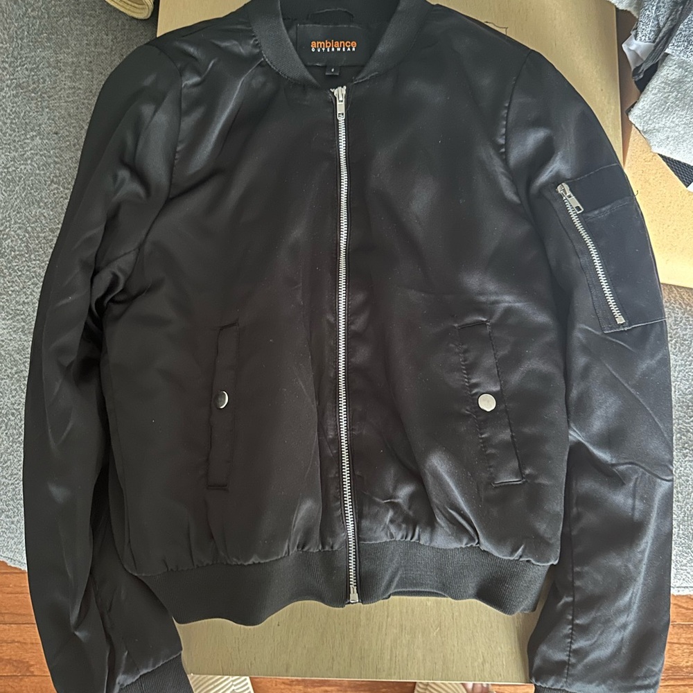 Black zip up bomber jacket